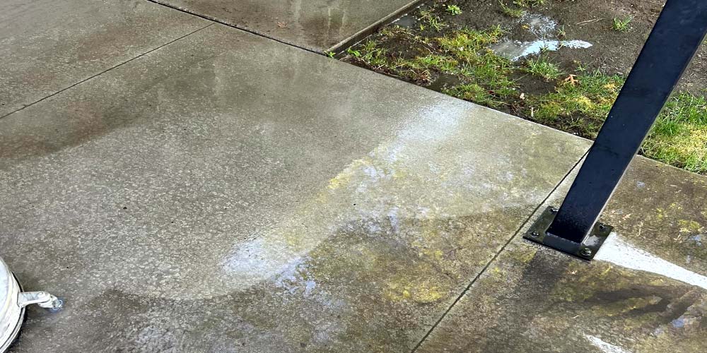 Pressure washing is good for hard surfaces, while soft washing is good for delicate surfaces.