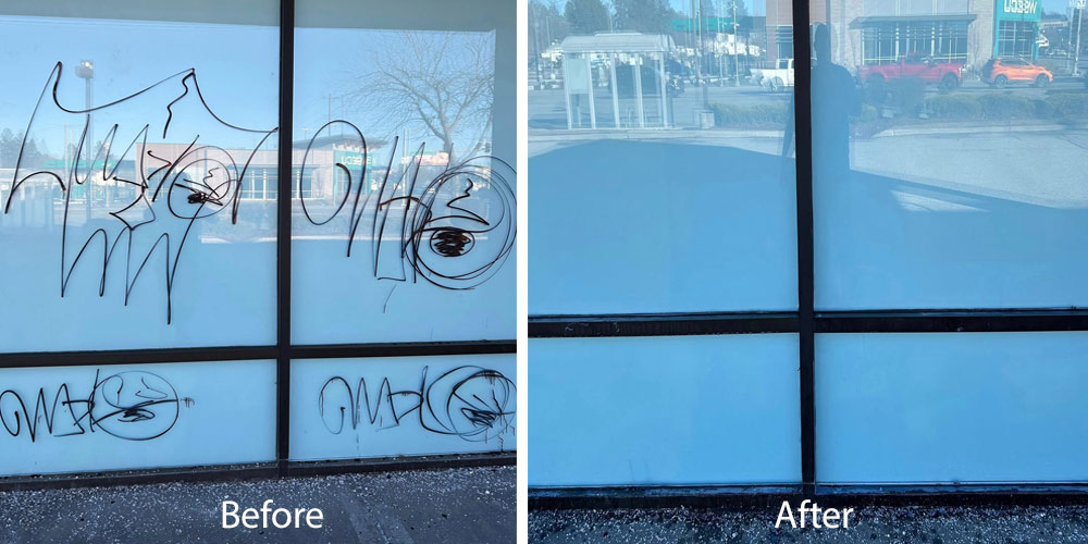 Using a pressure washer method for graffiti removal can be effective for damage to your Spokane Business.