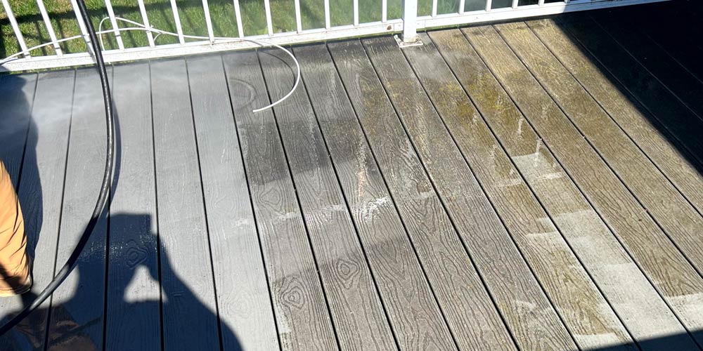 Summer is a good time to pressure wash decking when thinking of seasonal exterior cleaning.